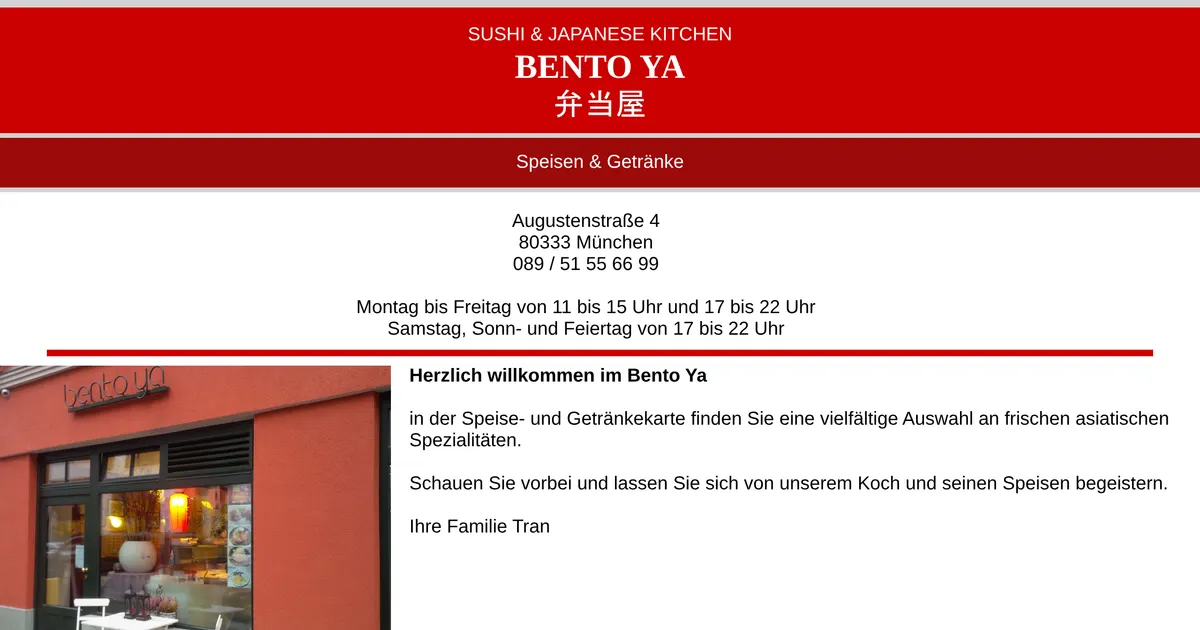 Bento Ya — hundefreundliches Restaurant in München, mit Außenbereich