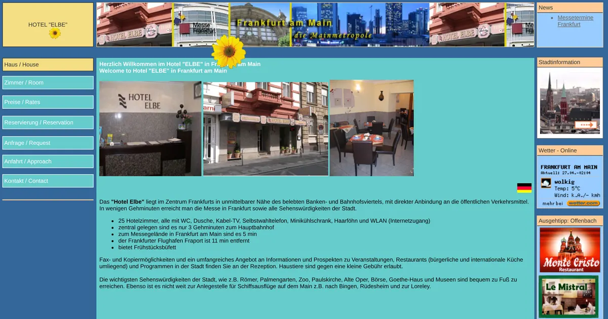 Hotel garni ELBE — hundefreundliches Hotel in Frankfurt