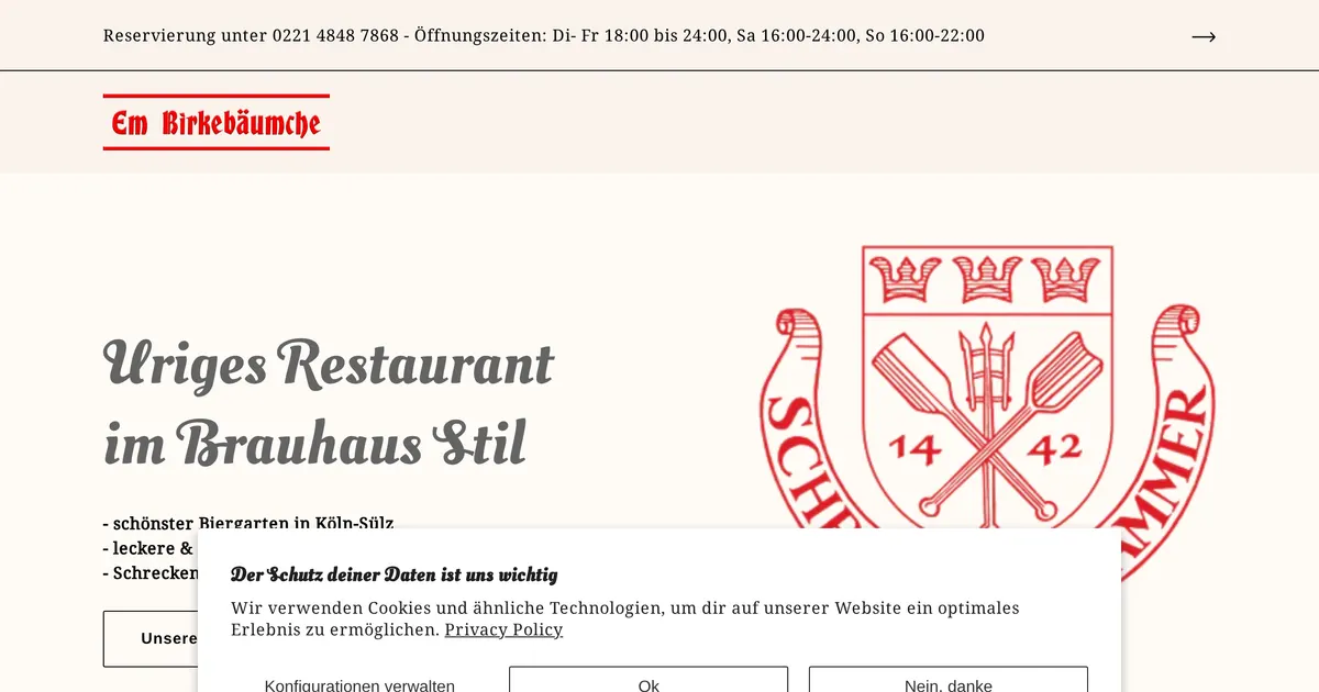 Em Birkenbäumche — hundefreundliches Restaurant in Köln, mit Außenbereich