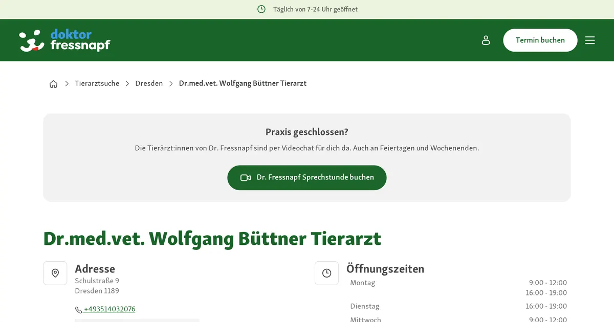 Kleintierpraxis Dr. med. vet. Wolfgang Büttner — Tierarzt in Dresden