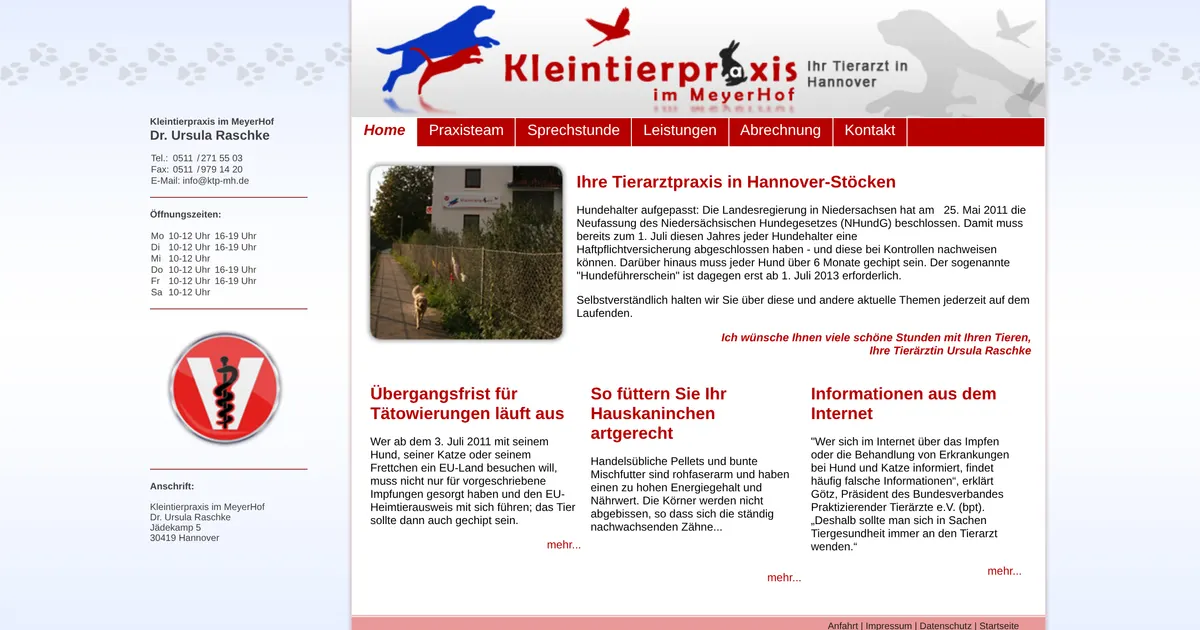 Kleintierpraxis im MeyerHof - Dr. Ursula Raschke — Tierarzt in Hannover