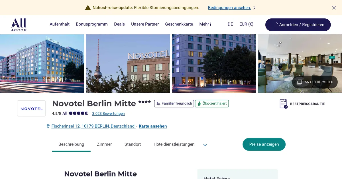 Novotel Berlin Mitte — hundefreundliches Hotel in Berlin, mit Hundebett und Wassernapf
