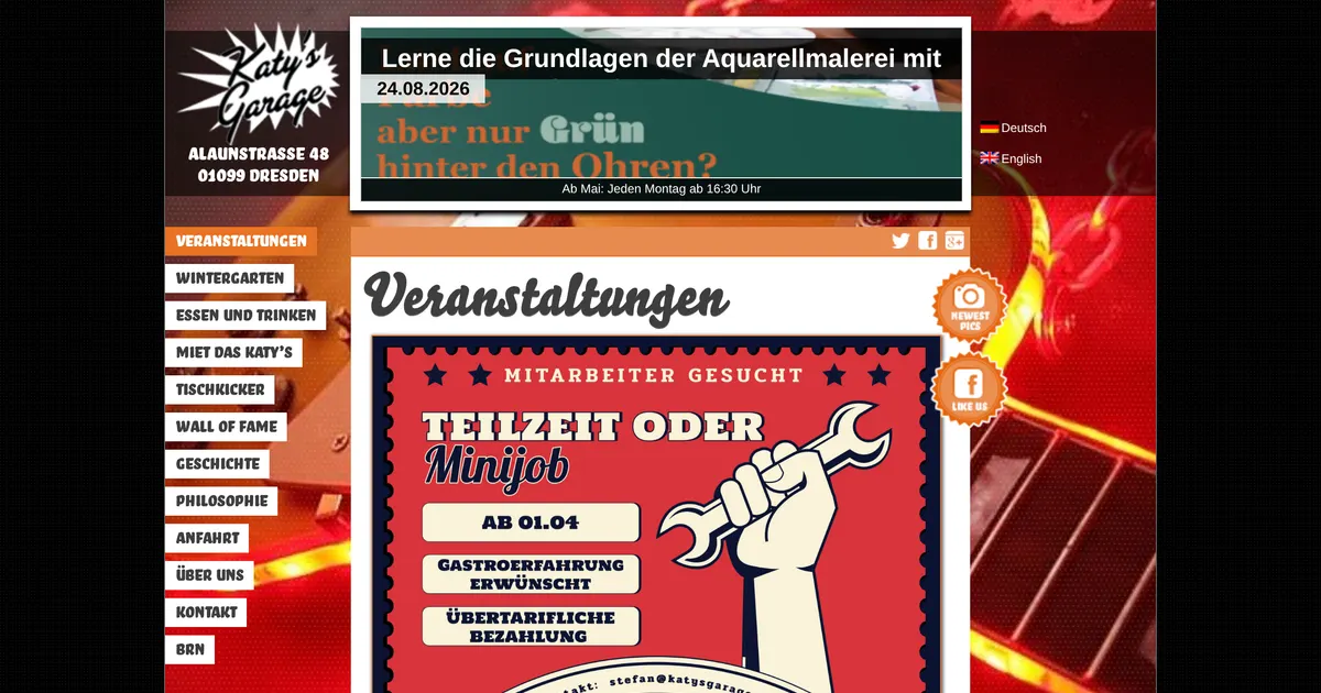 Katy's Garage — hundefreundliches Restaurant in Dresden, mit Außenbereich
