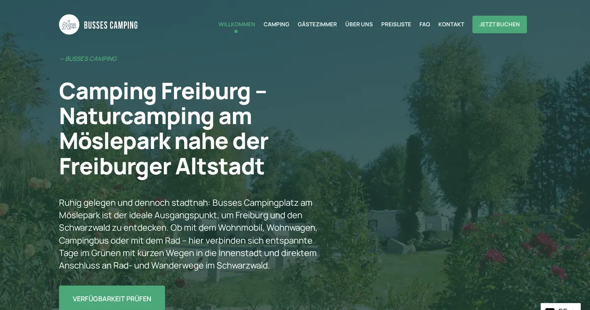 Campingplatz am Möslepark — hundefreundliches Campingplatz in Freiburg, mit Wasserstelle