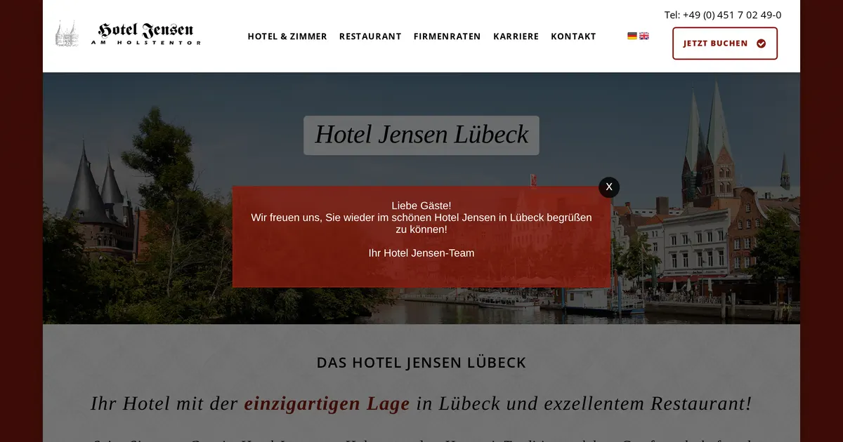 Hotel Jensen am Holstentor — hundefreundliches Hotel in Lübeck